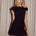 TALLI ASYMMETRICAL NECK MINI DRESS - BLACK