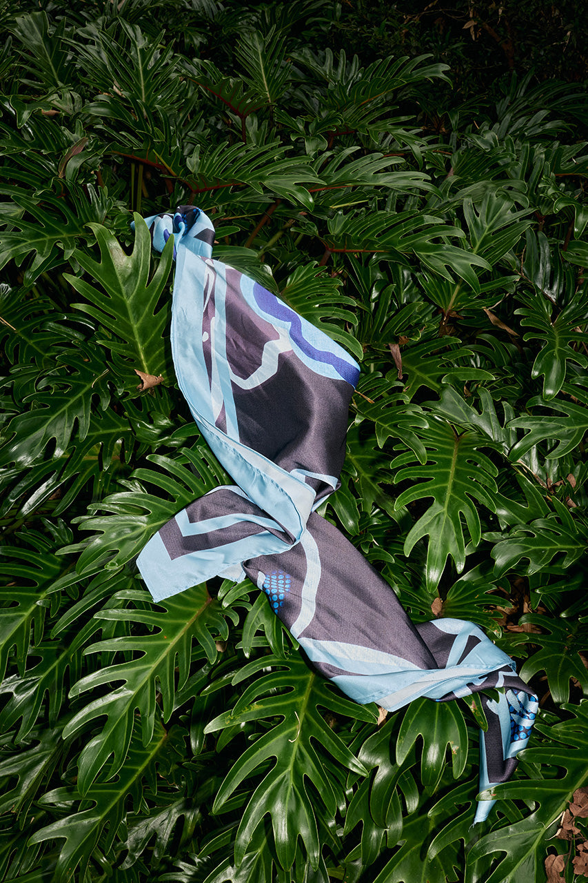 TANAH HEAD SCARF - MILONI CHOC/BLUE