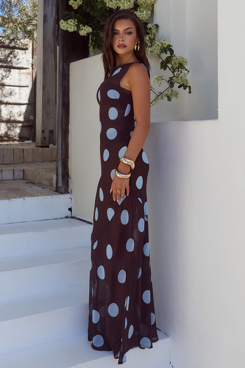 TERA HIGH NECK MAXI DRESS - CHOC/SKY BLUE POLKA - TERAHIGHNECKMAXIDRESS-CHOCSKYBLUEPOLKA-04