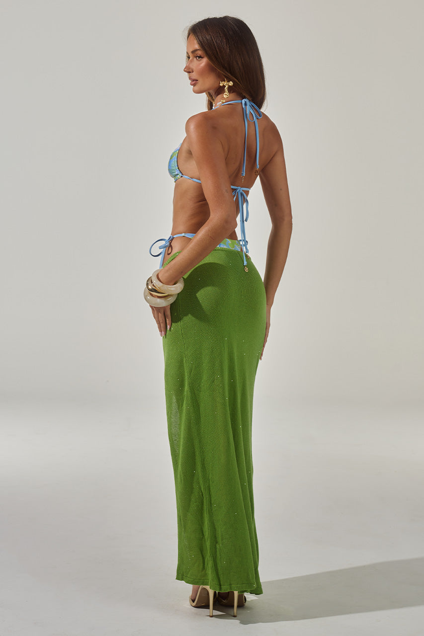 KIVA HIGH SIDE SLIT MAXI SKIRT - KIWI
