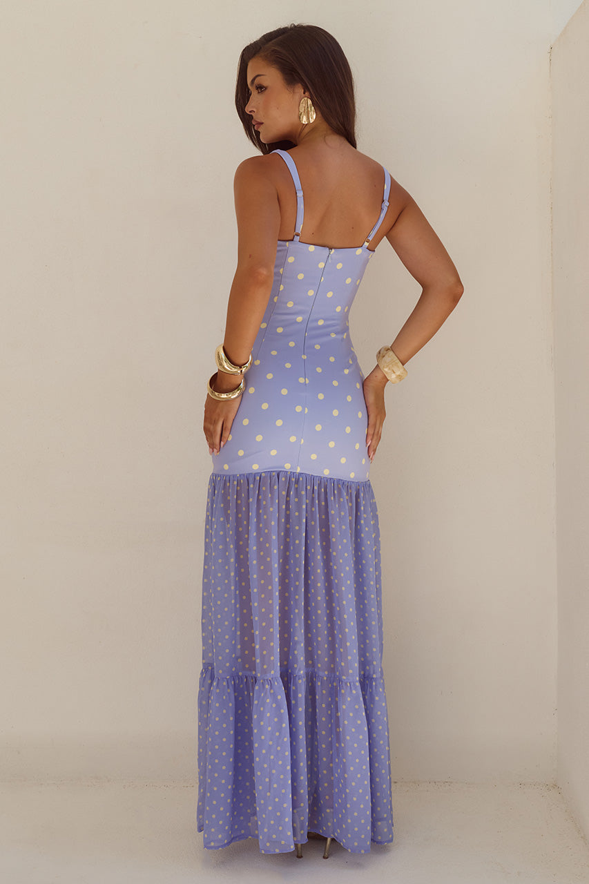 TILLIE SHEER BOTTOM MAXI DRESS - PERIWINKLE/LEMON POLKA - TILLIESHEERBOTTOMMAXIDRESS-PERIWINKLELEMONPOLKA-5