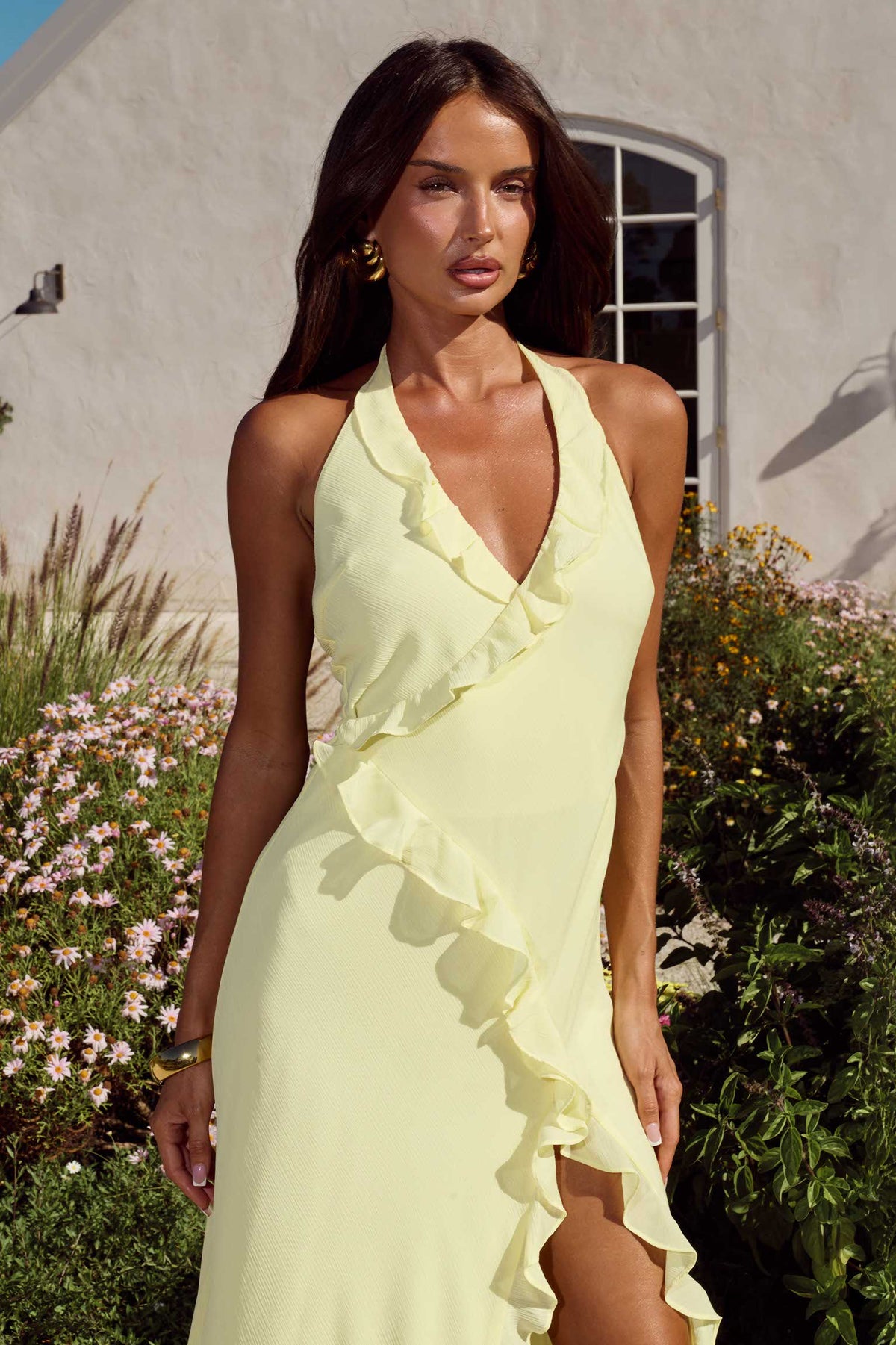 TOUISA FRILL TRIM MAXI DRESS - LEMON - TOUISAFRILLTRIMMAXIDRESS-LEMON-2