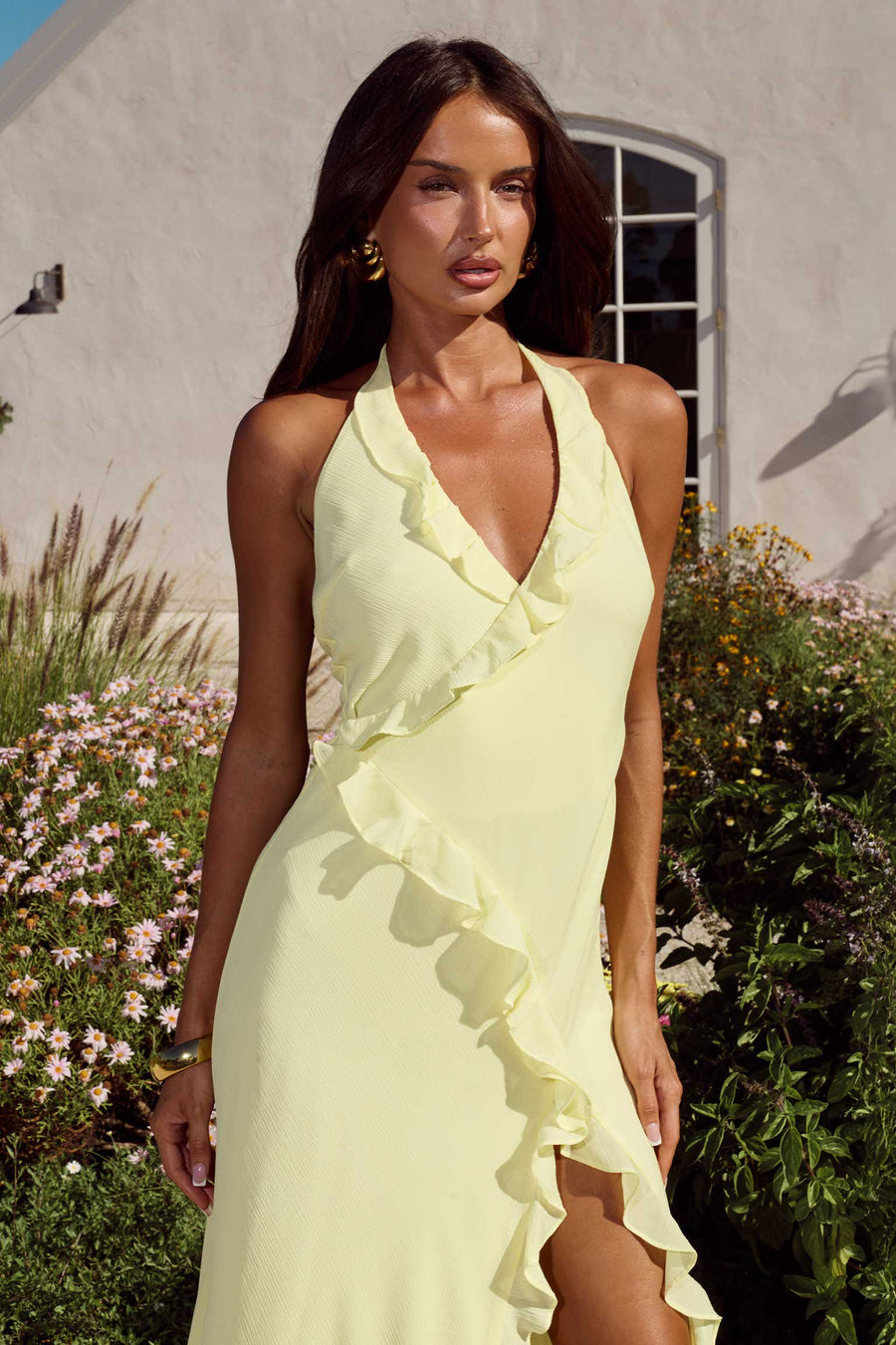 TOUISA FRILL TRIM MAXI DRESS - LEMON - TOUISAFRILLTRIMMAXIDRESS-LEMON-2