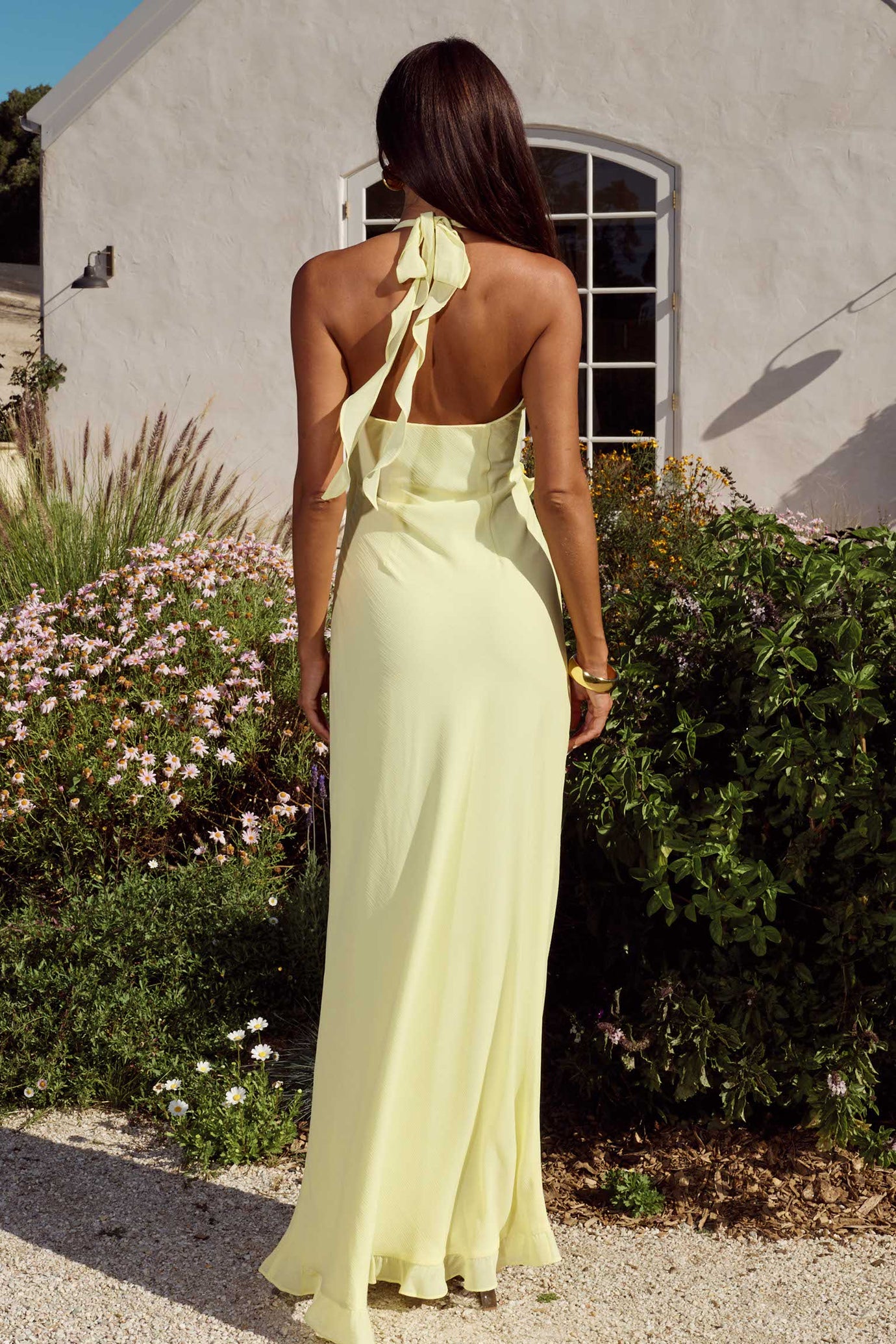 TOUISA FRILL TRIM MAXI DRESS - LEMON
