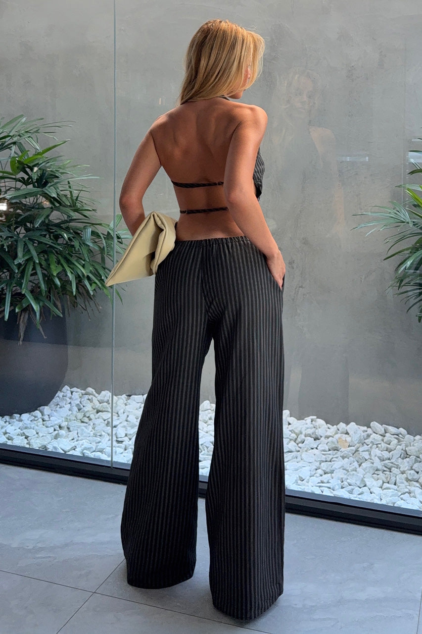 HEATHER TOP - BLACK PINSTRIPE
