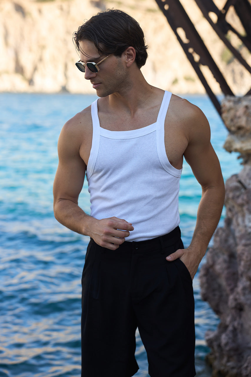 TYLER SINGLET - WHITE - TylerSinglet-WhitexDamonShort-Black