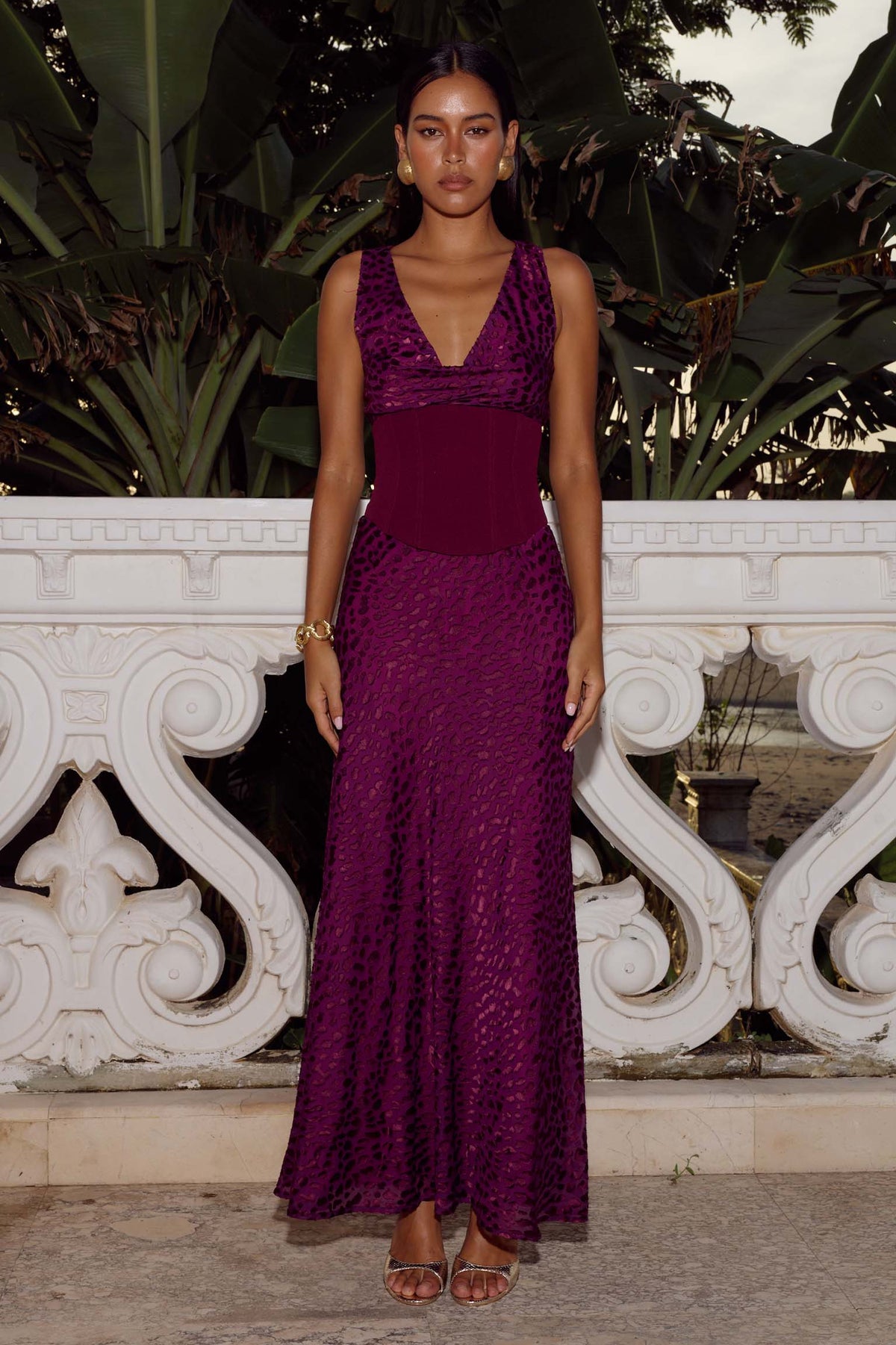 UMA COWL MAXI DRESS - PLUM