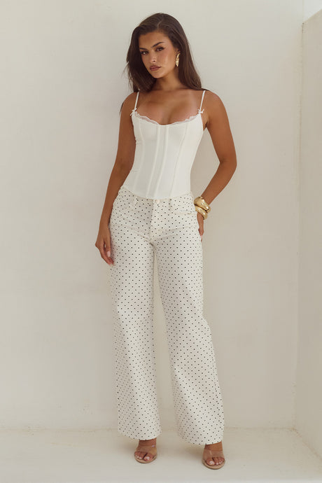 ZAVIER STRAIGHT LEG JEANS - WHITE/BLACK POLKA