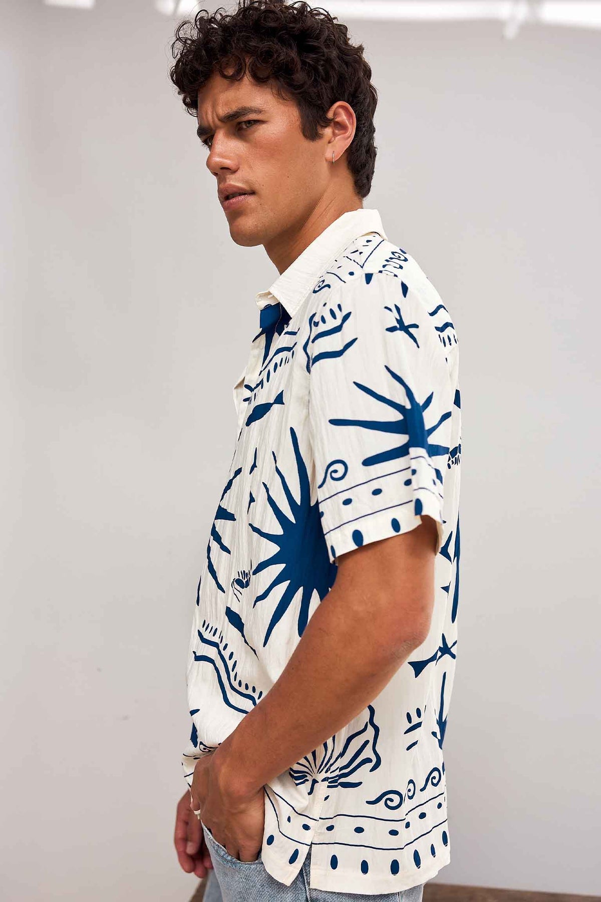 VAL SHORT SLEEVE SHIRT - LEMON/COBALT BLUE - VALSHORTSLEEVESHIRT-COBALTBLUE-2