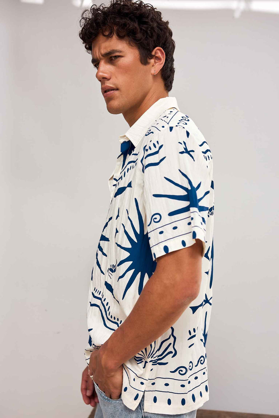 VAL SHORT SLEEVE SHIRT - LEMON/COBALT BLUE - VALSHORTSLEEVESHIRT-COBALTBLUE-2