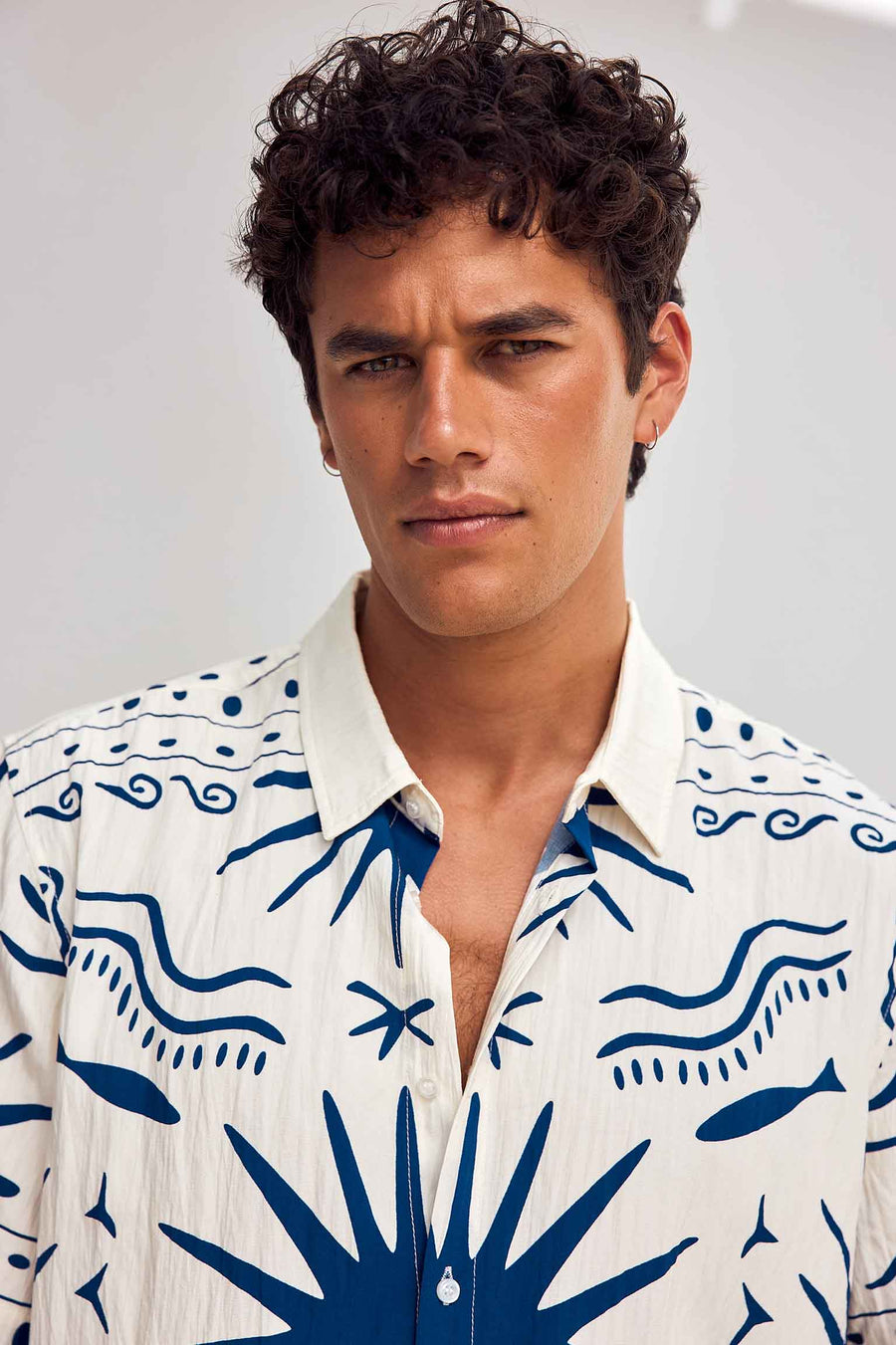VAL SHORT SLEEVE SHIRT - LEMON/COBALT BLUE - VALSHORTSLEEVESHIRT-COBALTBLUE