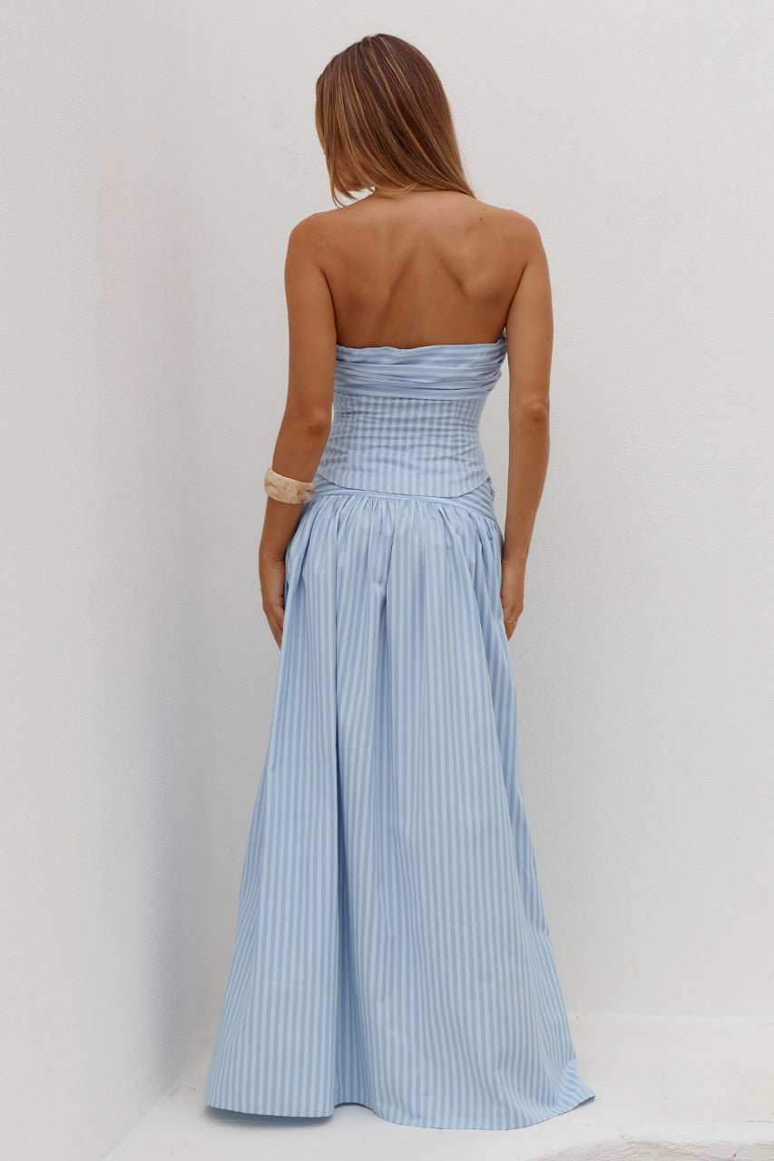 HANNAH SOFT PLEAT A-LINE MAXI SKIRT - BLUE STRIPE - VELORARUCHEDBUSTSTRAPLESSTOPXHANNAHSOFTPLEATA-LINEMAXISKIRT-BLUESTRIPE-7_fe17934d-138e-48c9-a131-ae62a84b7d42