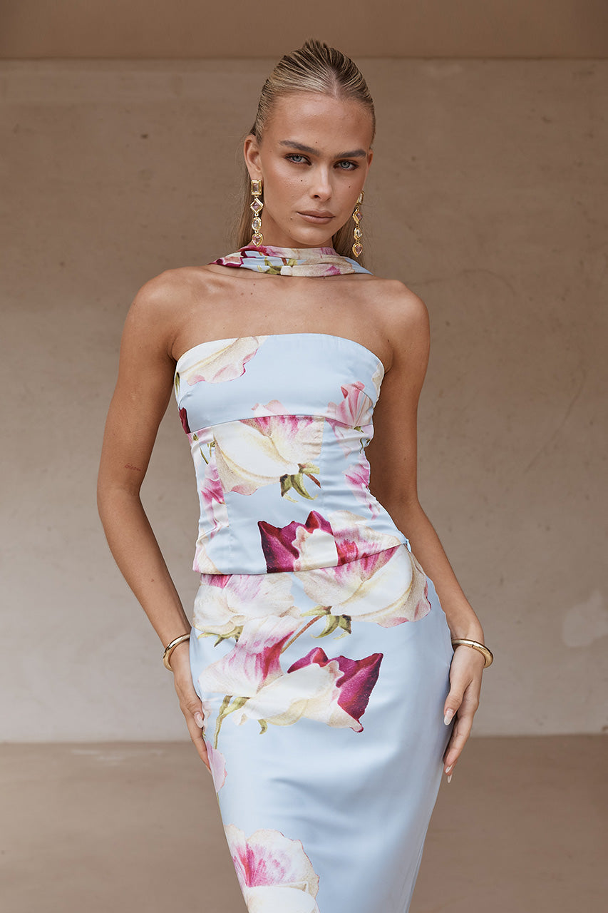 VERITY REVERSE HALTER NECK TOP - CADENCE PRINT