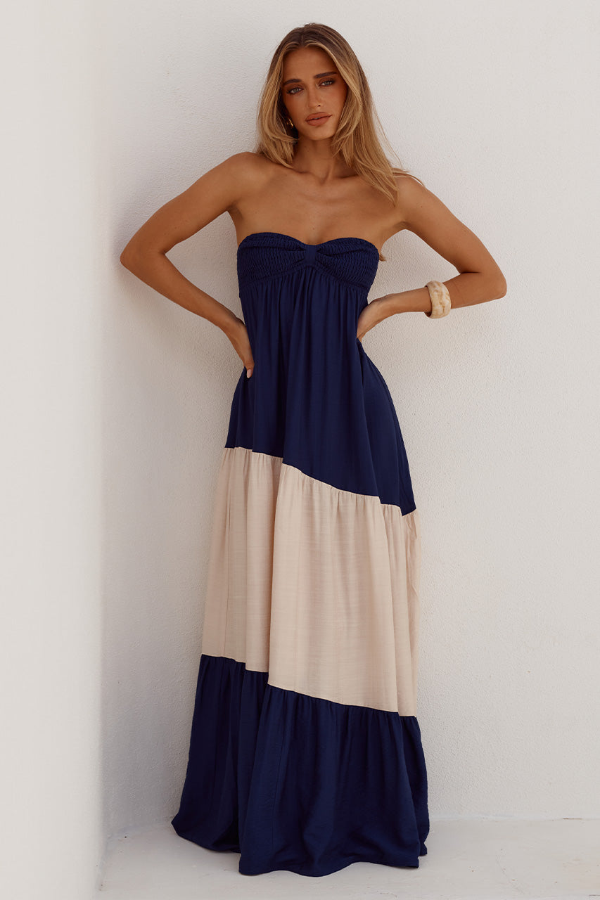 VITTORIA STRAPLESS MAXI DRESS - NAVY/CREAM XXL - VITTORIASTRAPLESSMAXIDRESS-NAVY_CREAM-1