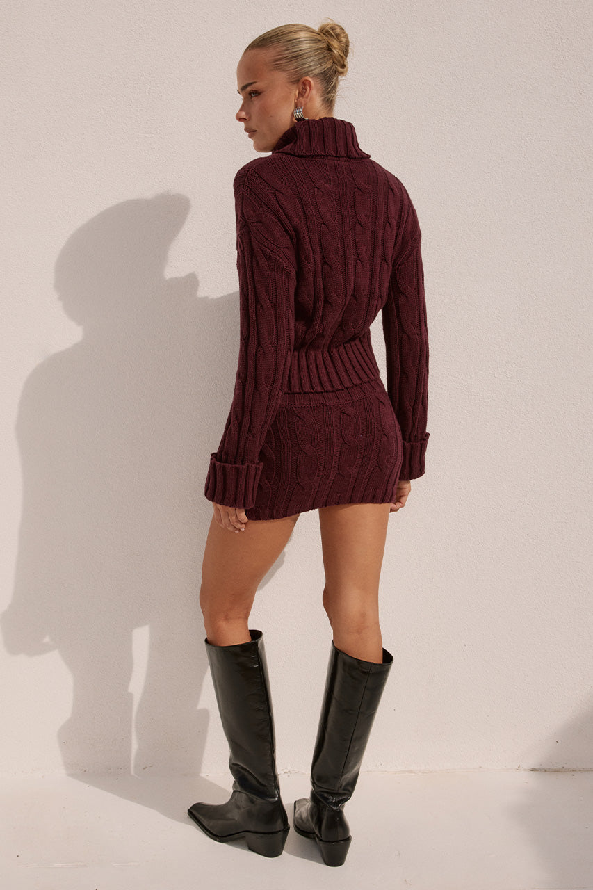 VIVIENNE SLEEVED KNIT TOP - WINE - VIVIENNESLEEVEDKNITTOPXVIVIENNEKNITMINISKIRT-WINE-3
