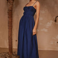 KELANI LUXE MIDI DRESS - NAVY