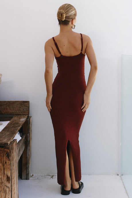 NORMANI MIDI DRESS - CHOCOLATE