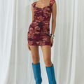 GREER MINI DRESS - WINE FLORAL