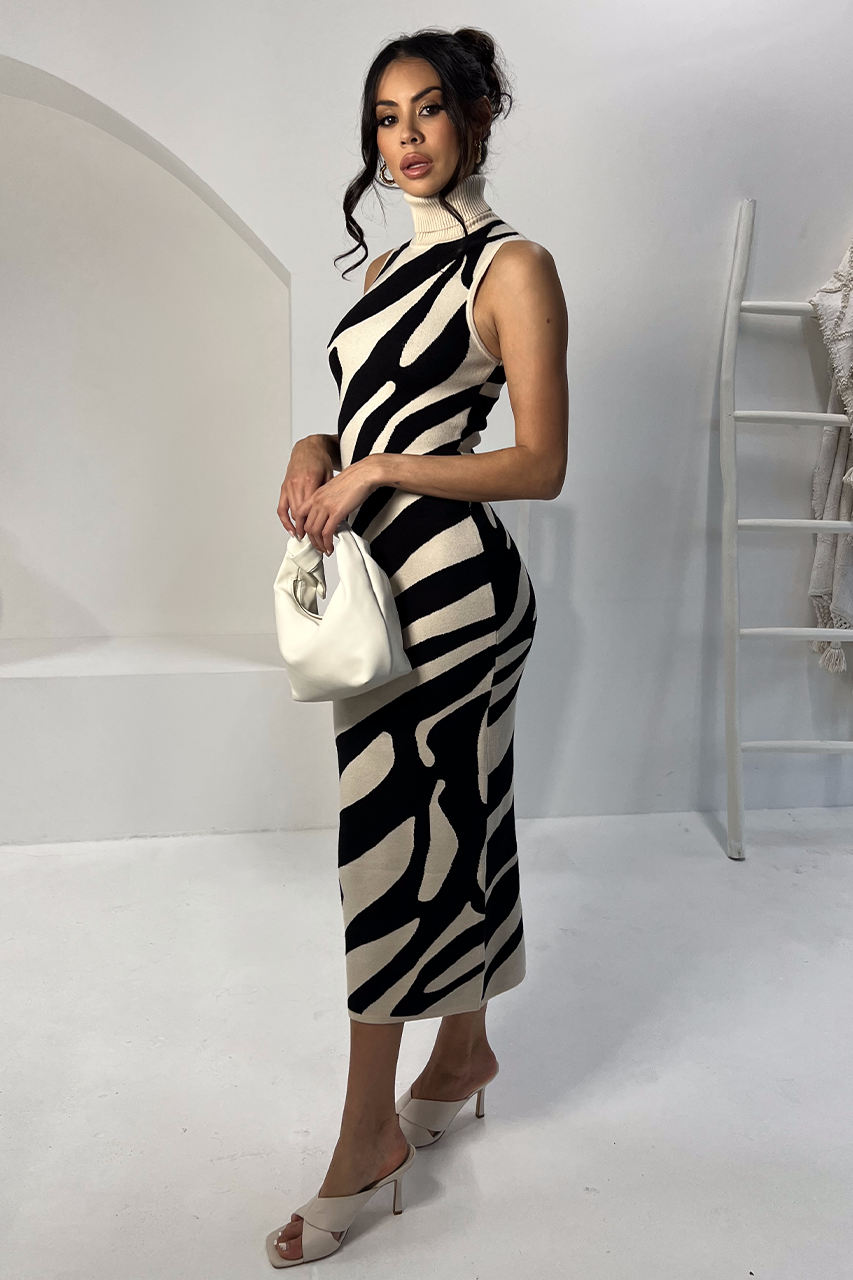 VENTURA MIDI DRESS - SAND/BLACK - WEBRESIZED51_adbc6cdc-1445-4773-879f-bd1efaa1944b
