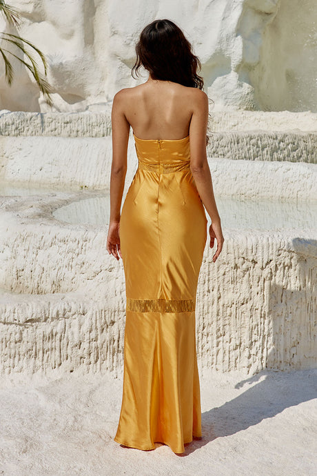MELROSE STRAPLESS  DRESS - ORANGE