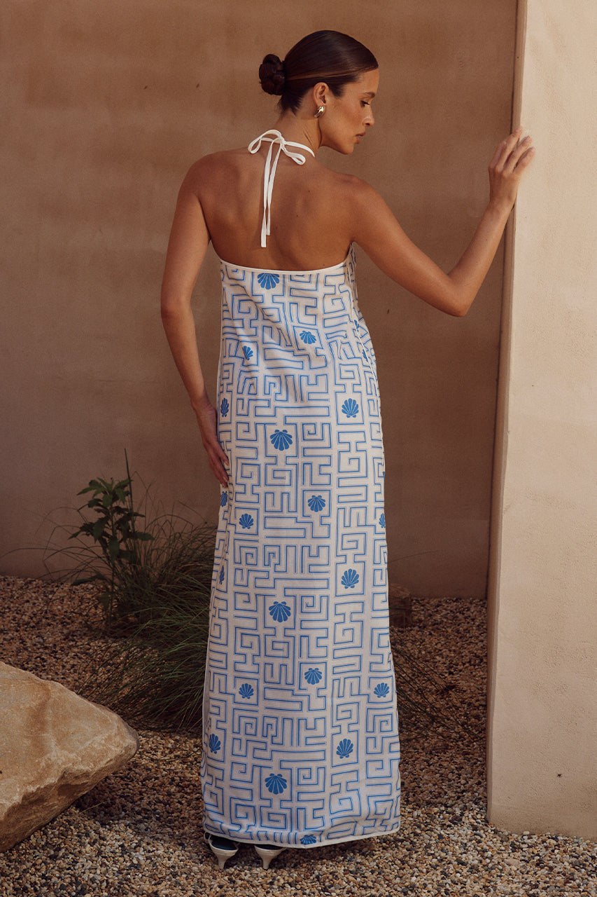ARIENZO MAXI DRESS - BLUE/WHITE