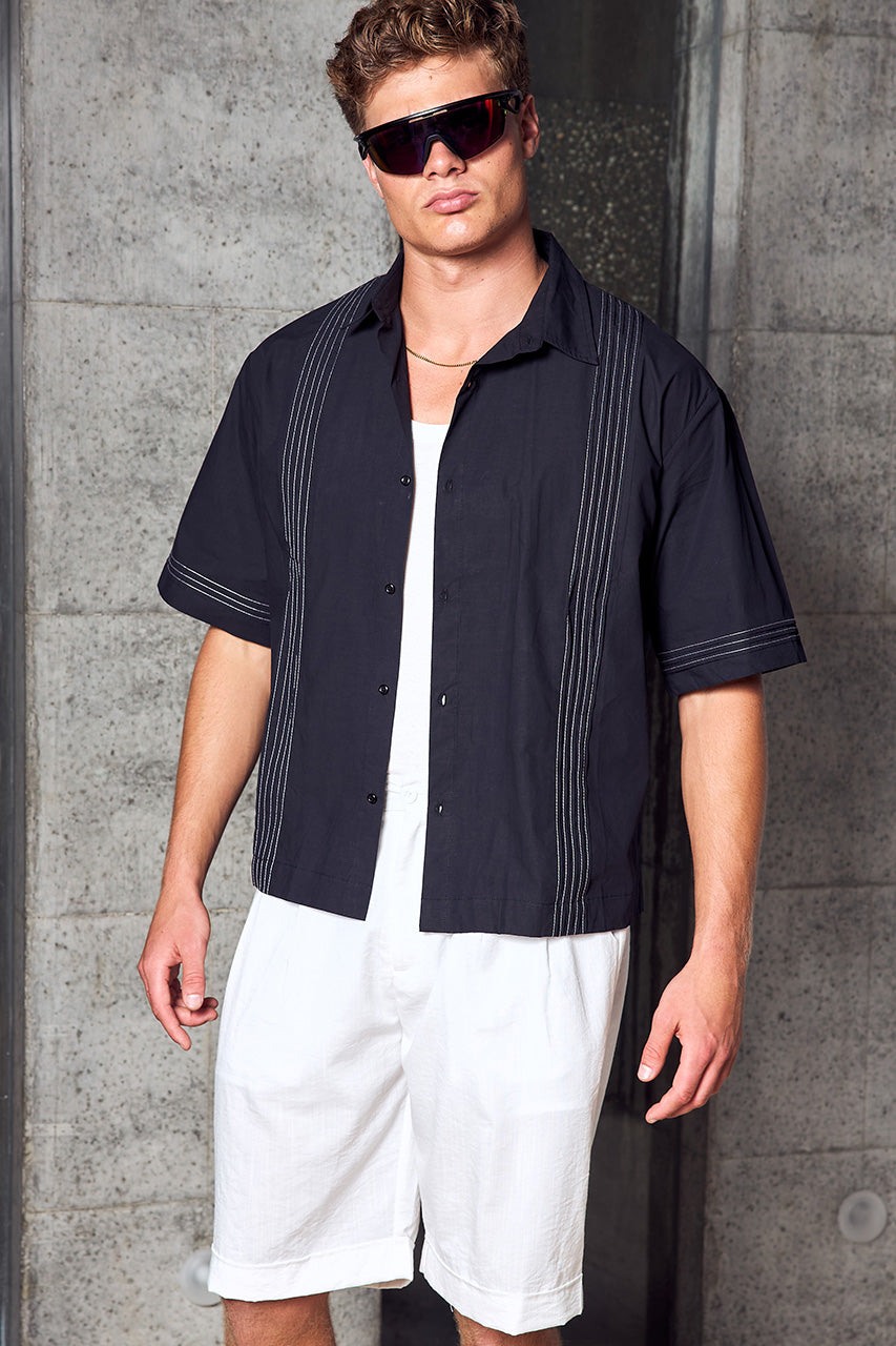WESTERN SHORT SLEEVE SHIRT - BLACK - WESTERNSHORTSLEEVESHIRT-BLACK-3