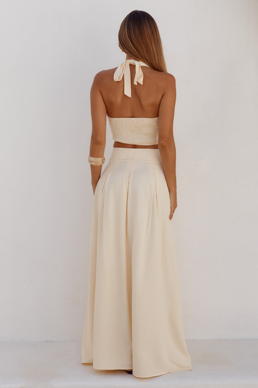 ADA PLEATED A-LINE SKIRT - BUTTER - WILLOWSWEETHEARTHALTERTOPXADAPLEATEDA-LINESKIRT-BUTTER-07