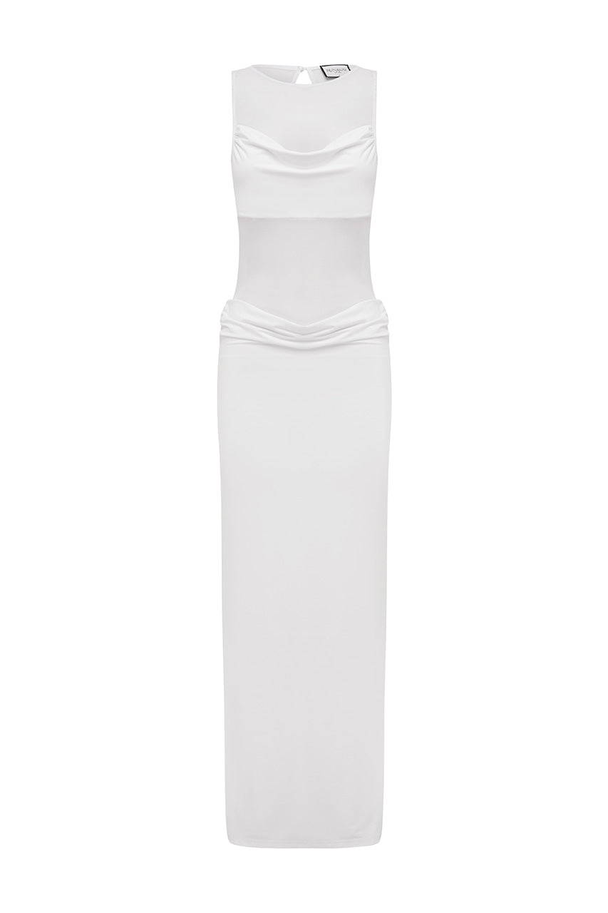 WILONA SLEEVELESS COWL MAXI DRESS - WHITE - WILONASLEEVELESSCOWLMAXIDRESSWHITE
