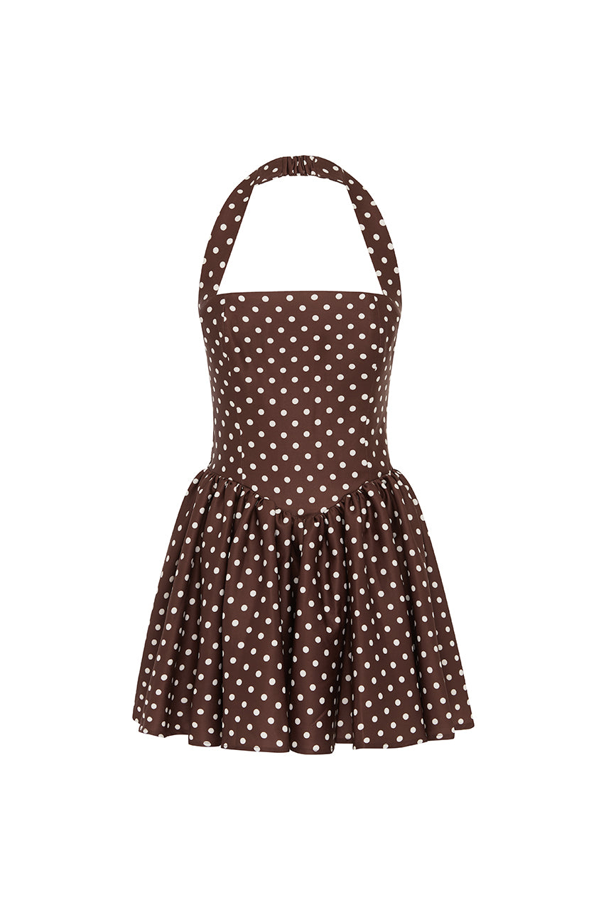 WINSLOW MINI DRESS - CHOCOLATE DOT - WINSLOW-MINI-DRESS-CHOCOLATE-DOT