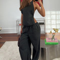 HEATHER PANT - BLACK PINSTRIPE