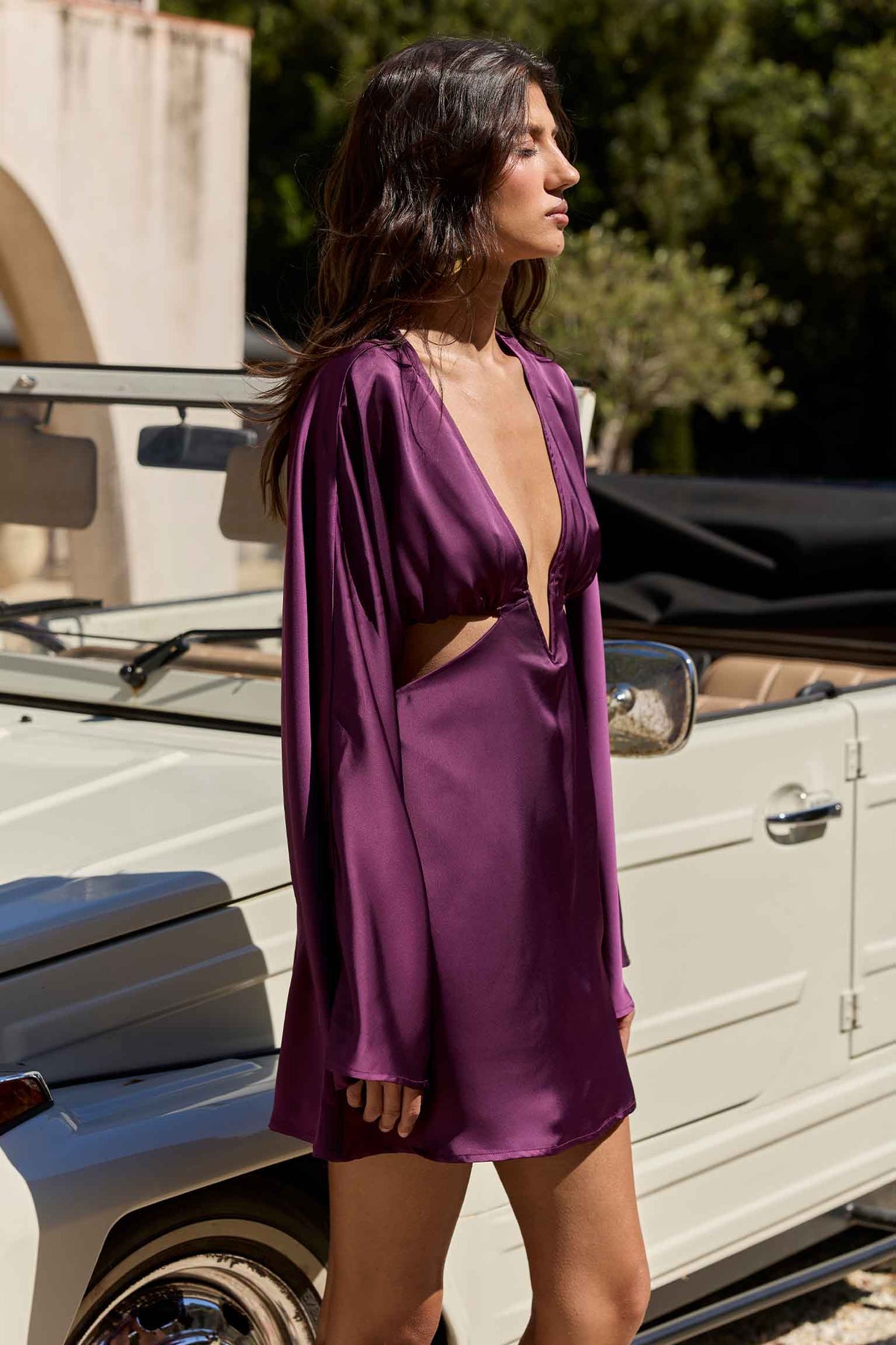 ZANTHE LONG SLEEVE MINI DRESS - BERRY