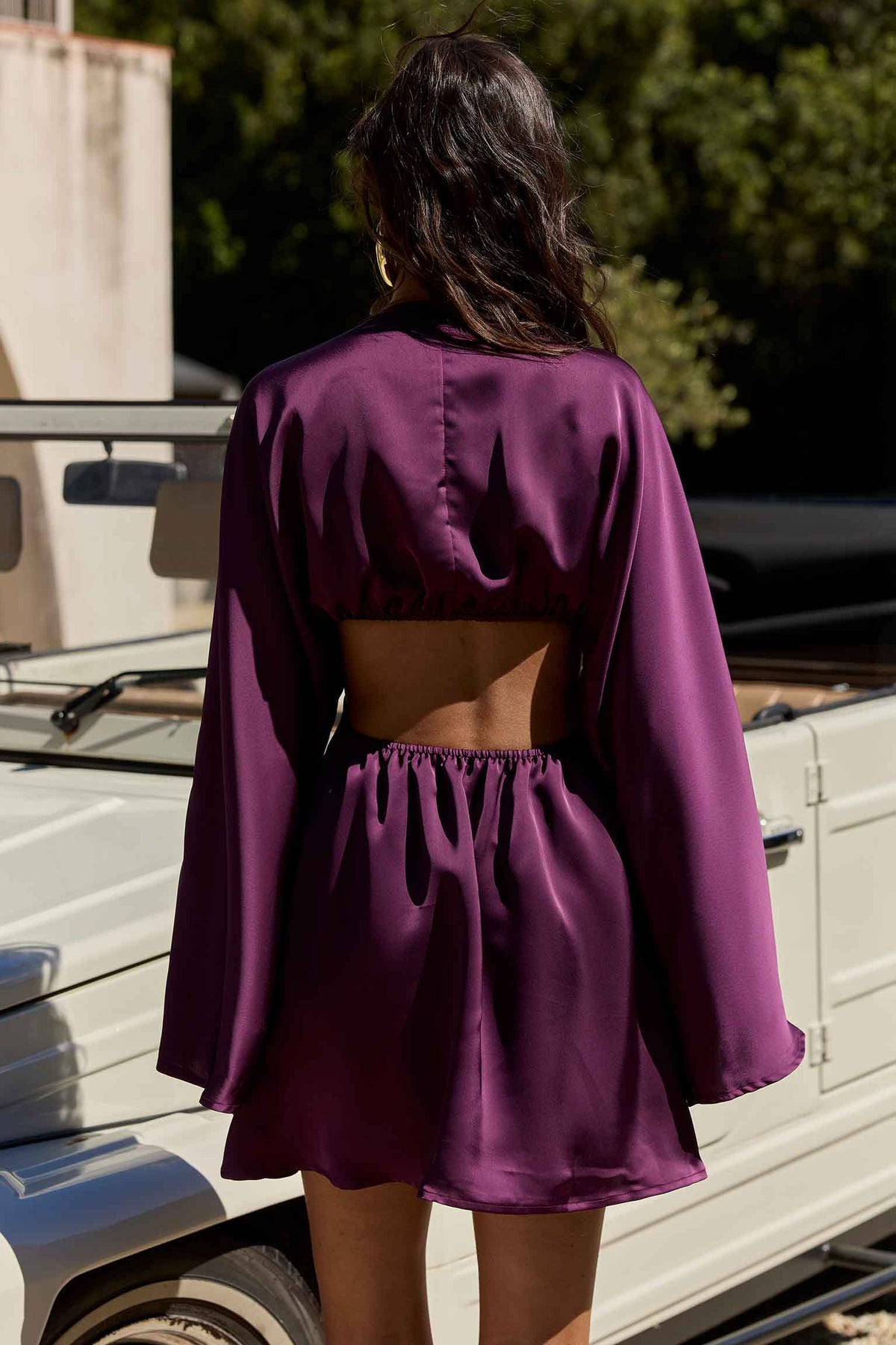ZANTHE LONG SLEEVE MINI DRESS - BERRY