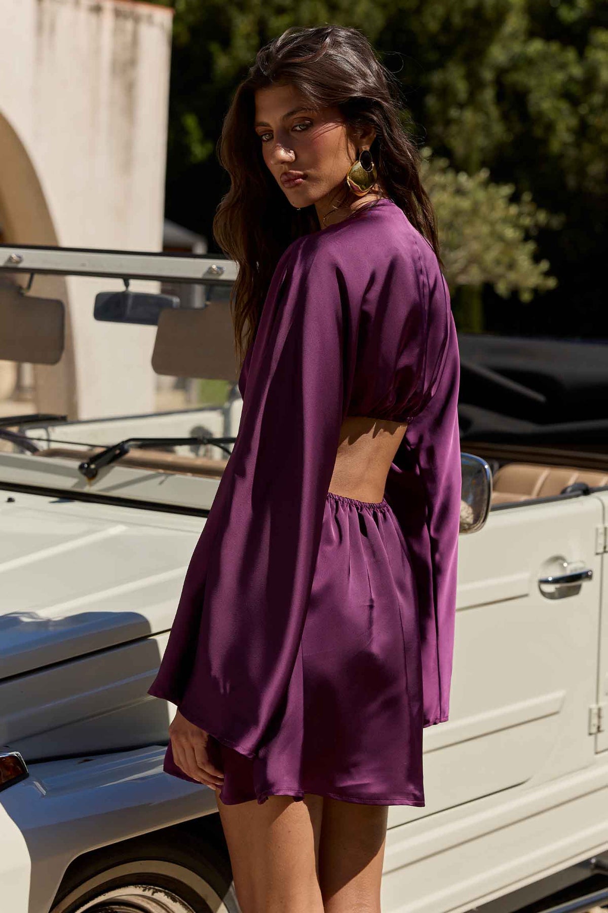 ZANTHE LONG SLEEVE MINI DRESS - BERRY