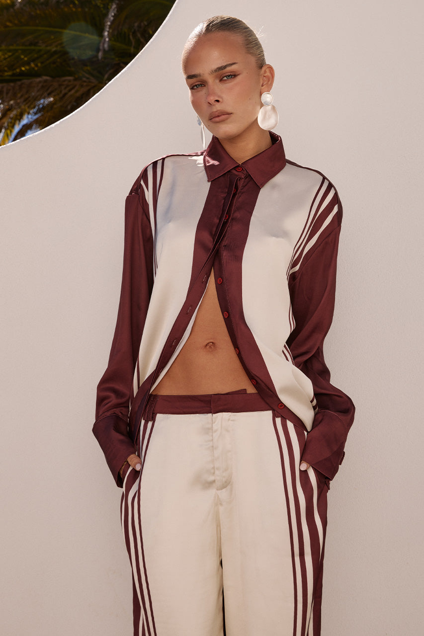 ZARA SLEEVED SHIRT - WINE STRIPE - ZARASLEEVEDSHIRTXZARATAILOREDPANT-WINESTRIPE-04