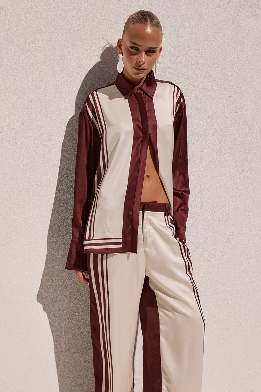 ZARA SLEEVED SHIRT - WINE STRIPE XXL - ZARASLEEVEDSHIRTXZARATAILOREDPANT-WINESTRIPE-12