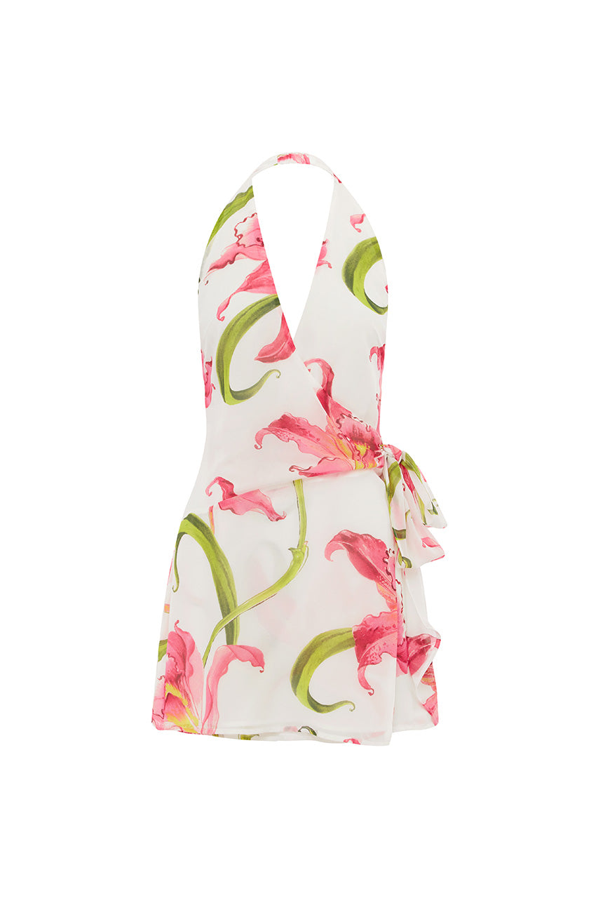 ZIA HALTER FAUX WRAP MINI DRESS - CELINA PINK - ZIAHALTERWRAPMINIDRESS-CELINAPINK
