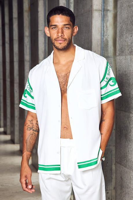 ZION SHORT SLEEVE SHIRT - WHITE/GREEN