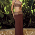 ZIVA SEQUIN WAISTBAND MAXI SKIRT - BRONZE
