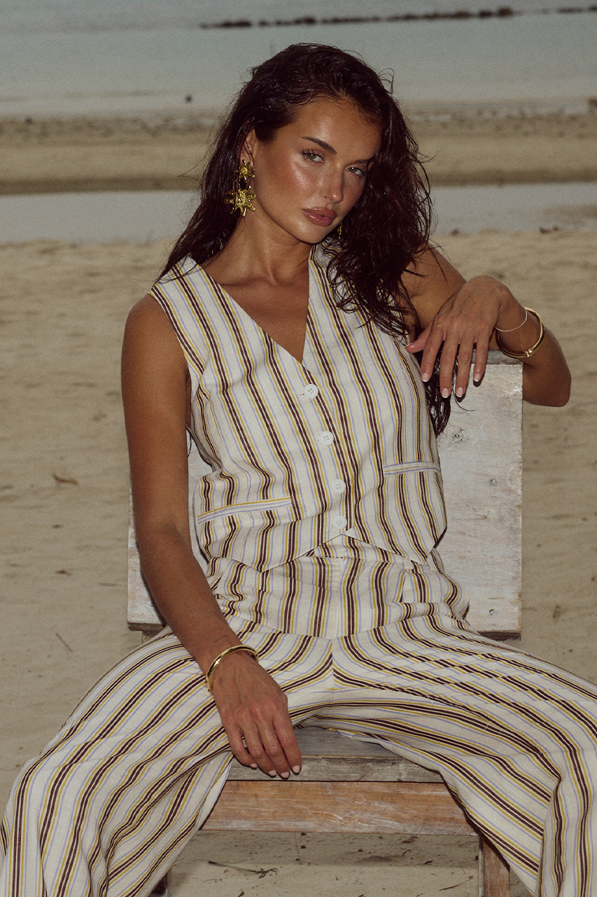 ZORIA VEST - VORY STRIPE - ZORIAVESTXZORIAPANT-VORYSTRIPE