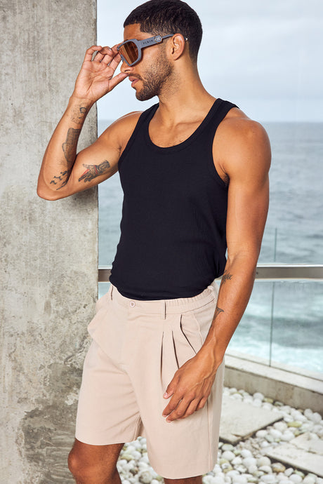 ZORO RIBBED SINGLET - BLACK