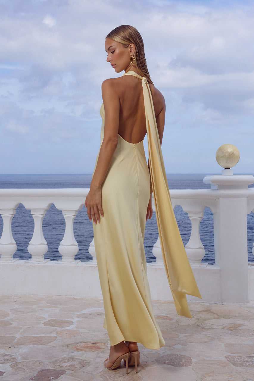 ARABELLE HIGH NECK MAXI DRESS - BUTTERMILK - arabellebuttermilk5