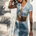 Cedric Crop Top - Periwinkle/White