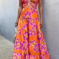 Orchid Maxi Dress - Orange Floral